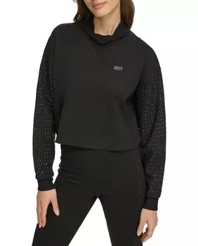 Однотонный черный женский топ с круглым вырезом DKNY, черный