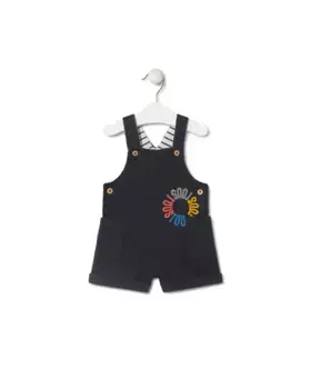 Однотонный детский комбинезон из хлопка с полосатой внутренней стороной Tous, тёмно-синий