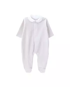 Однотонный детский комбинезон из органического хлопка с воротником в стиле Питера Пэна KNOT, светло-серый