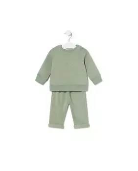 Однотонный детский комплект из двух предметов с мягким логотипом Tous, зеленый