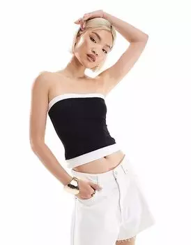 Однотонный двухслойный топ-бандо ASOS DESIGN черного цвета