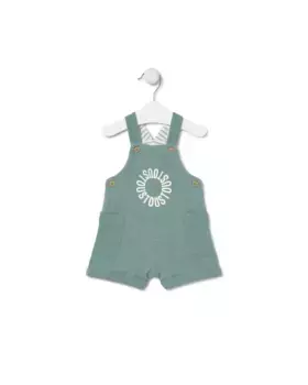 Однотонный хлопковый детский комбинезон с полосатой внутренней частью Tous, зеленый