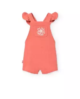 Однотонный хлопковый комбинезон для девочки Boboli, оранжевый