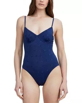 Однотонный и полосатый слитный купальник Taylor Solid & Striped, синий