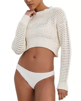 Однотонный и полосатый укороченный свитер Nolan Solid & Striped, коричневый/бежевый