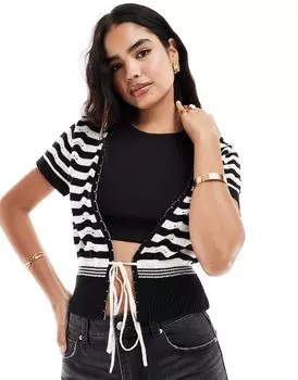Однотонный кардиган с короткими рукавами ASOS