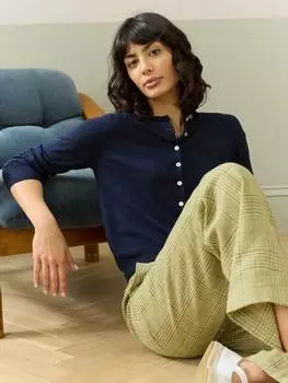 Однотонный кардиган тонкой вязки Brora, темно-синий