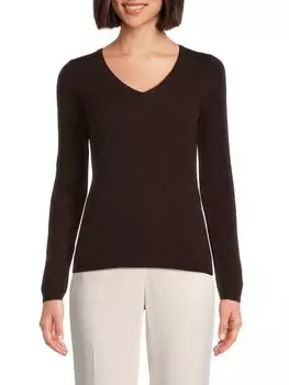 Однотонный кашемировый вязаный свитер Sofia Cashmere, цвет Dark Brown