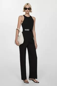 Однотонный комбинезон без рукавов Mango, черный