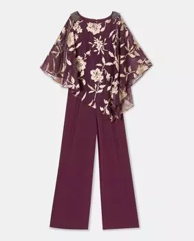 Однотонный комбинезон-кейп с цветочным эффектом El Corte Ingls, фиолетовый