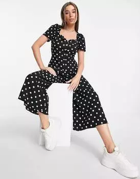 Однотонный комбинезон с короткими рукавами из пузырчатого крепа ASOS DESIGN