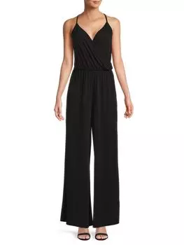 Однотонный комбинезон с широкими штанинами Renee C., черный