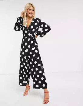 Однотонный комбинезон с завязками и точечным принтом ASOS DESIGN
