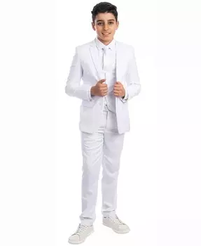 Однотонный комплект из 5 предметов для маленького мальчика: рубашка, галстук, куртка, жилет и брюки Perry Ellis, белый