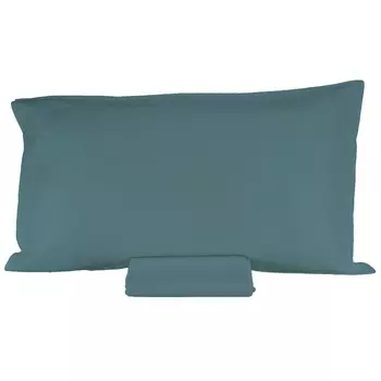 Однотонный комплект постельного белья с простынью из хлопкового перкаля - Arianna Fazzini, павлин, полуторный