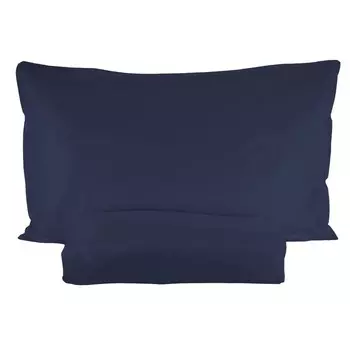 Однотонный комплект постельного белья с пододеяльником из хлопкового перкаля - Arianna Fazzini, синий, полуторный