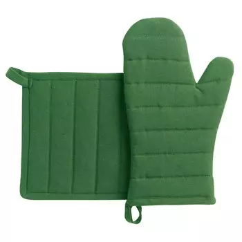 Однотонный комплект прихватки и перчатки из переработанного хлопка - Jona Winkler, цвет Verde
