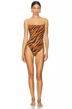 Однотонный купальник с тонкими бретельками Ziah, brown zebra