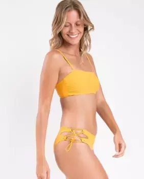 Однотонный лиф бикини бандо с мягкой подкладкой Ro de Sol, желтый