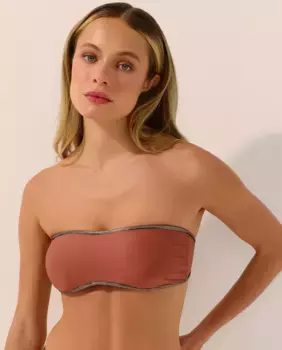 Однотонный лиф бикини бандо с мягкой подкладкой Agua de coco, коричневый