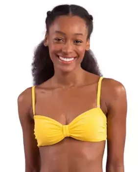 Однотонный лиф бикини бандо с мягкой подкладкой Ro de Sol, желтый