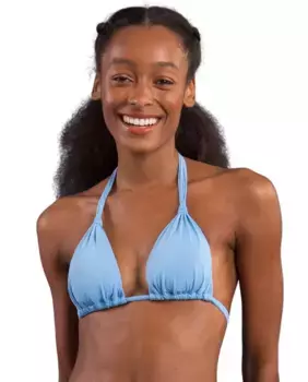 Однотонный лиф бикини с вырезом халтер и набивкой Ro de Sol, светло-голубой