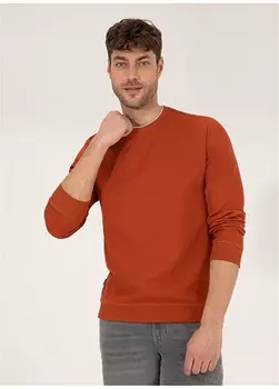 Однотонный медный мужской свитшот с круглым вырезом Pierre Cardin