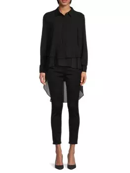 Однотонный многоярусный топ с баской Patrizia Luca, черный