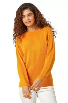 Однотонный мягкий джемпер с круглым вырезом Roman, оранжевый