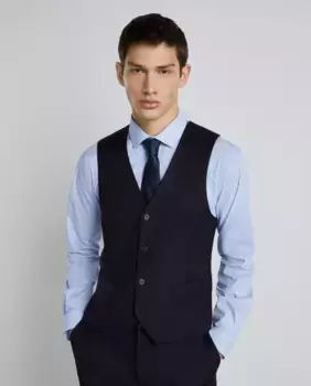 Однотонный мужской костюм-жилет Easy Wear, темно-синий