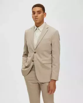Однотонный мужской пиджак Slim Fit Selected, бежевый