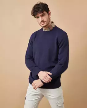 Однотонный мужской свитер с круглым вырезом Altonadock, темно-синий
