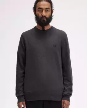Однотонный мужской свитер с круглым вырезом Fred Perry, темно-серый