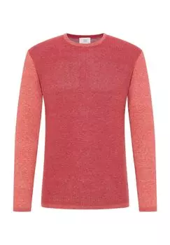 Однотонный мужской вязаный свитер с круглым вырезом ETERNA, красный