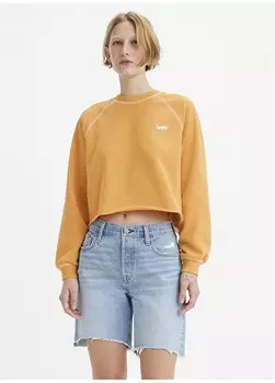 Однотонный оранжевый женский свитшот с круглым вырезом Levis