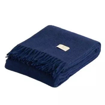 Однотонный плед из смесовой шерсти - Paganini Biancoperla, темно-синий