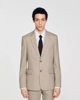 Однотонный приталенный мужской пиджак Sandro, коричневый