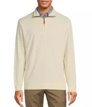 Однотонный пуловер с длинными рукавами и молнией в четверть от Roundtree & Yorke, бежевый