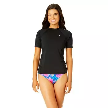 Однотонный рашгард с короткими рукавами для юниоров Hurley, черный