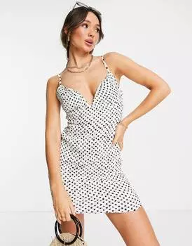 Однотонный сарафан мини с глубоким вырезом ASOS DESIGN