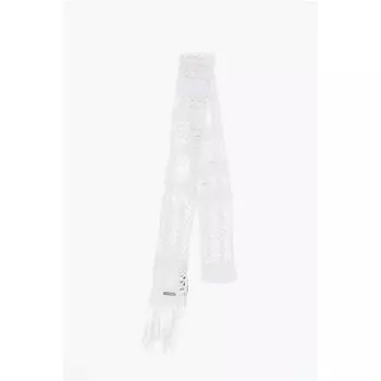 Однотонный шарф крючком с бахромой Dsquared2, White