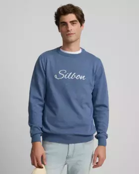 Однотонный синий мужской свитер Silbon