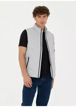 Однотонный светло-серый мужской жилет Pierre Cardin