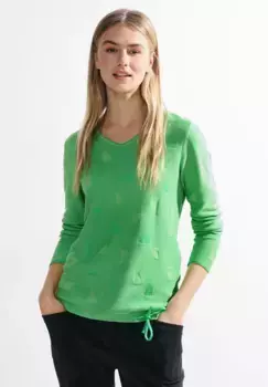 Однотонный свитер Cecil с V-образным вырезом, зеленый