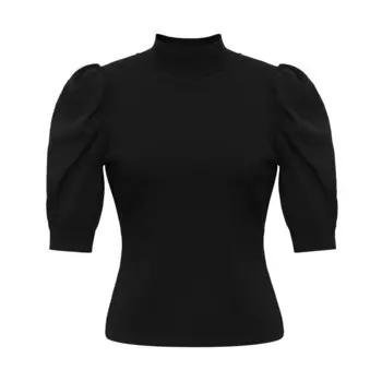 Однотонный свитер Deep Breath с пышными рукавами, топ, черный