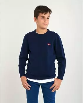 Однотонный свитер для мальчика с круглым вырезом Spagnolo, темно-синий