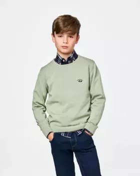 Однотонный свитер для мальчиков с вырезом Spagnolo, цвет Kaki