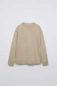 Однотонный свитер из 100% кашемира ZARA, песочный/мергель