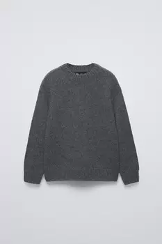 Однотонный свитер из 100% кашемира ZARA, серый мергель