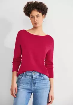 Однотонный свитер с круглым вырезом STREET ONE, красный